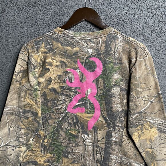Browning Wasatch Long Sleeve Camouflage Pink Buckmark Mens Medium Camo Core - Picture 2 of 16